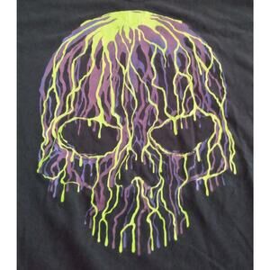 VTG Melted Drip Skull Shirt Skeleton Green Purple Lime Mens 2XL Graphic T Shirt
